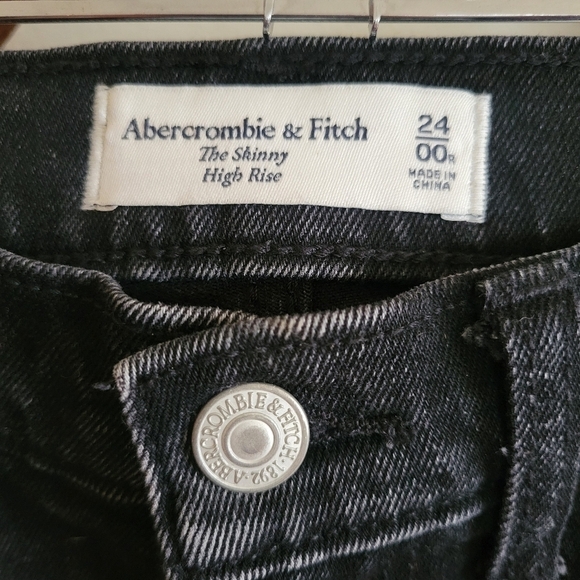 Abercrombie & Fitch the Skinny High Rise Jean Dark Gray Raw Split Hem 00 XS - Picture 2 of 11